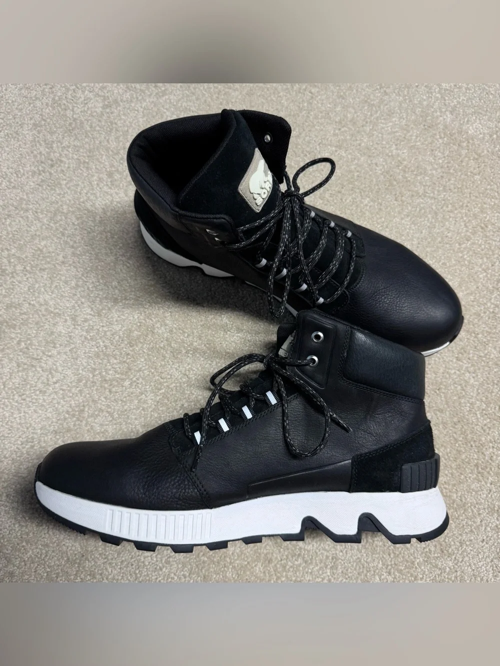 SOREL Mac Hill Lite Mid Waterproof Leather Boots l Mens 14 Black Lace Up Hiking